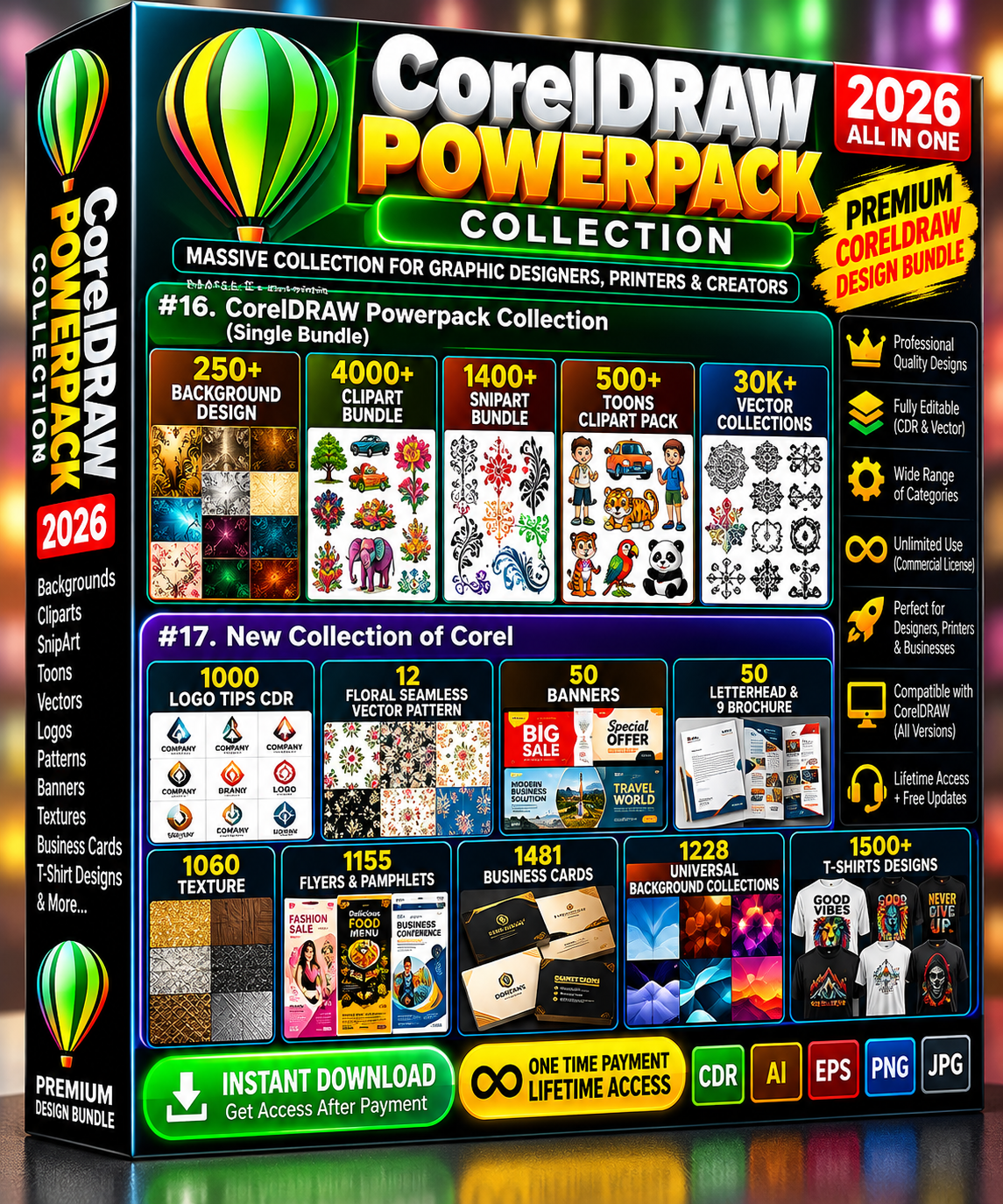 CorelDRAW Powerpack Collection 2026 – 30K+ Vectors, Cliparts & Premium Design Bundle