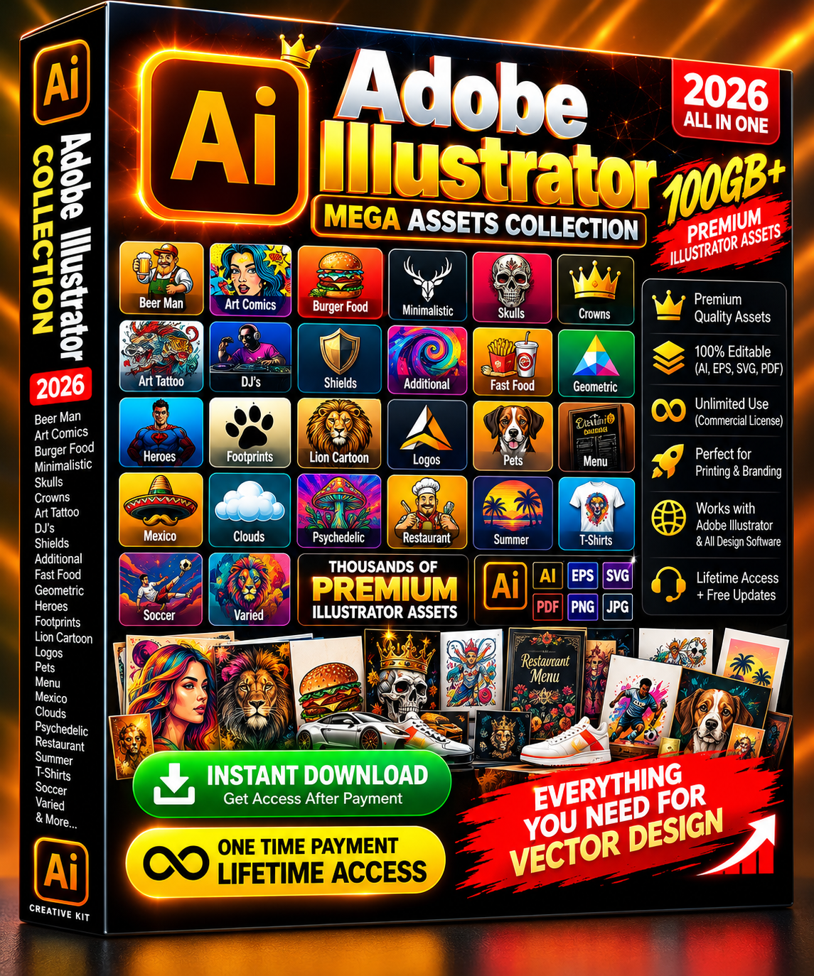 Adobe Illustrator Collection 2026 – 100GB+ Premium Vector Assets Bundle