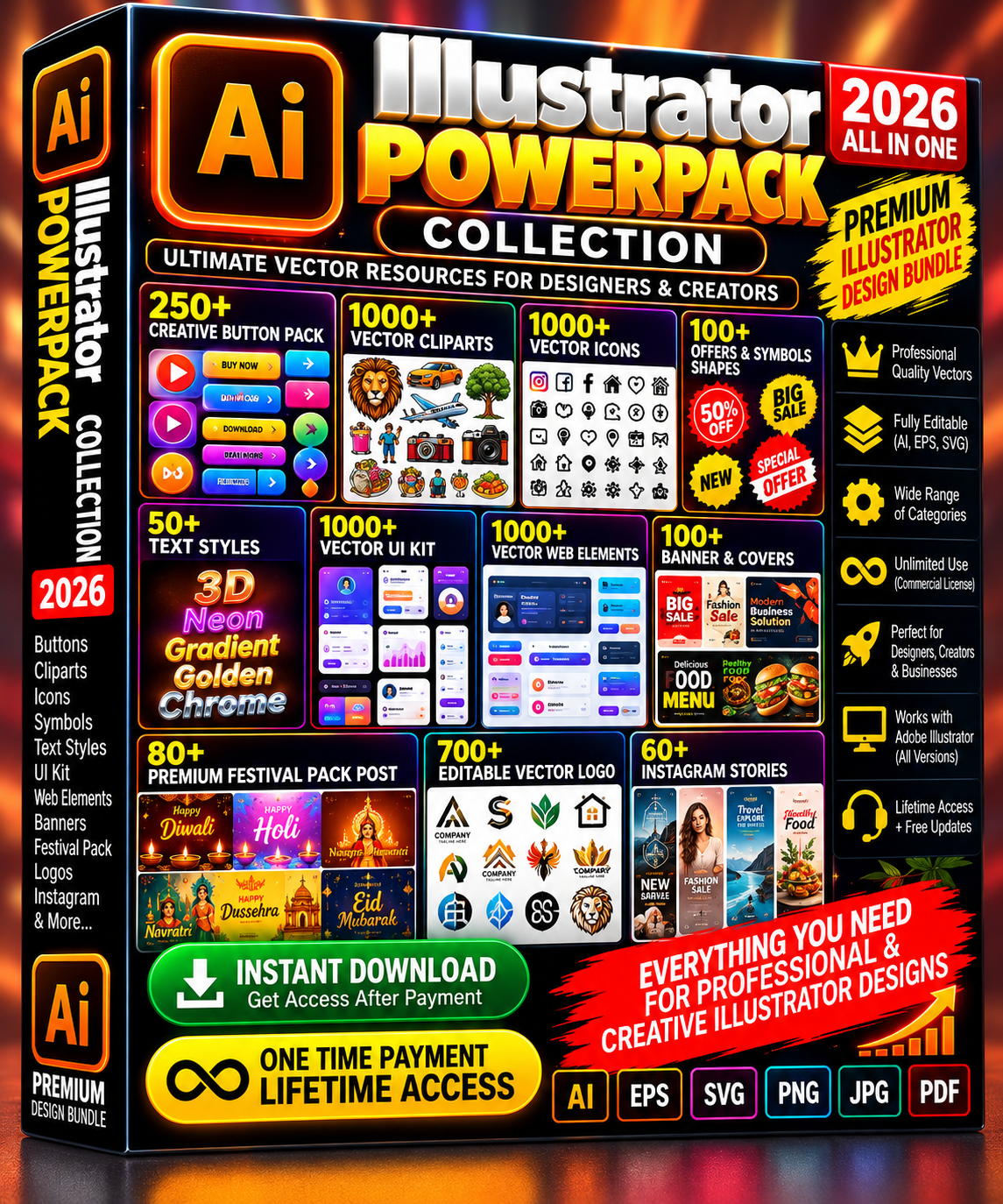 Illustrator Powerpack Collection 2026 – Premium Vector & Design Bundle