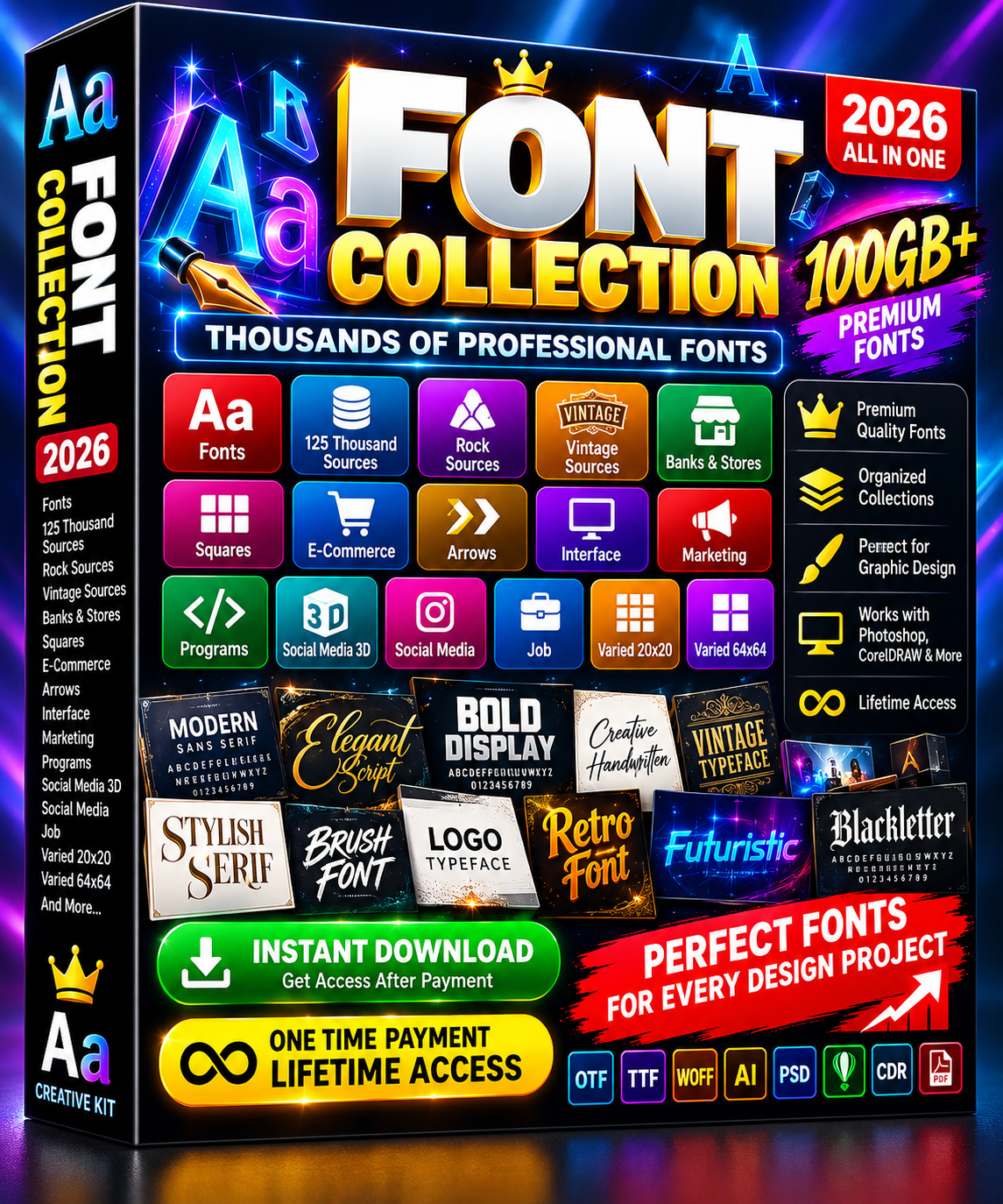 Font Collection 2026 – 100GB+ Premium Fonts & Design Resources