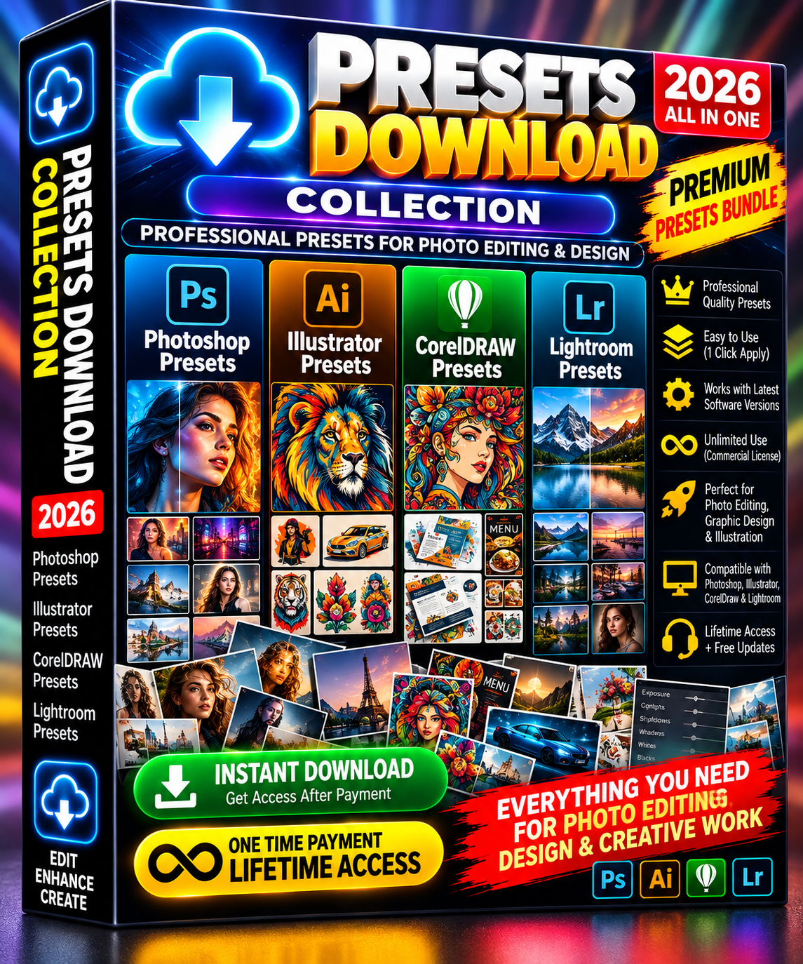 Presets Download Collection 2026 – Photoshop, Illustrator, CorelDRAW & Lightroom